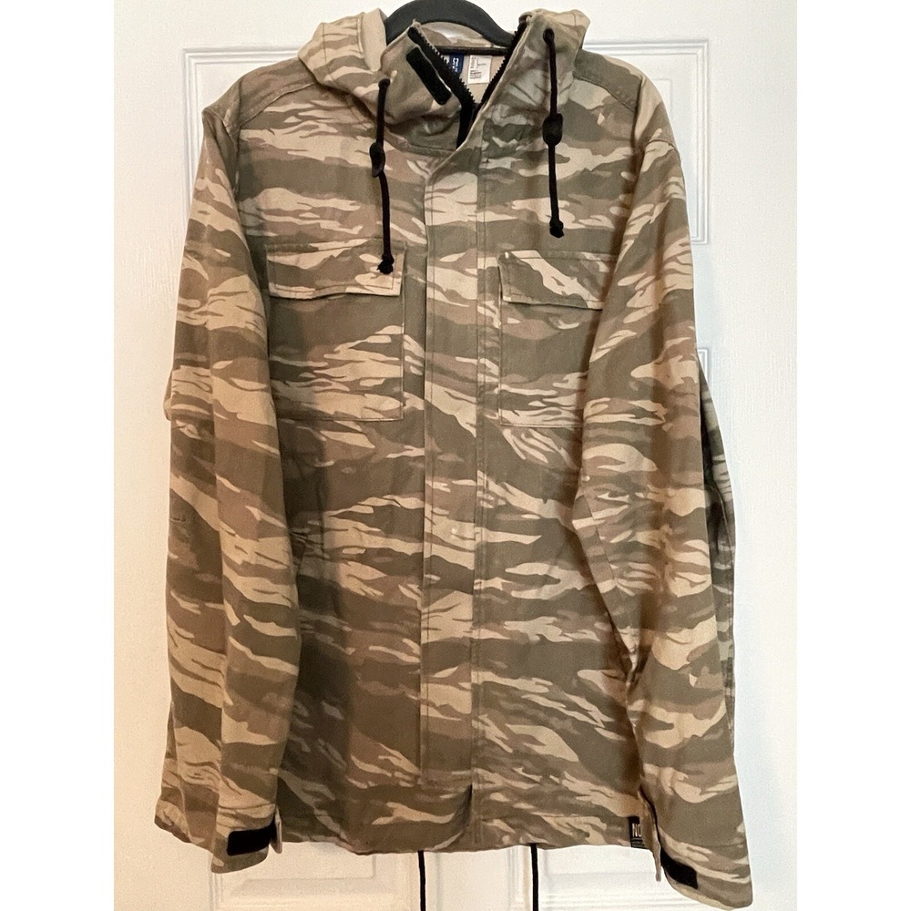 DB Supply H&M Divided  Camo Mens Large Military Parka Jacket Hooded Coat Cotton